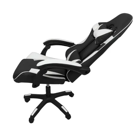 Sedia da Gaming in PVC con Imbottitura Nero e Bianco Reclinabile Girevole