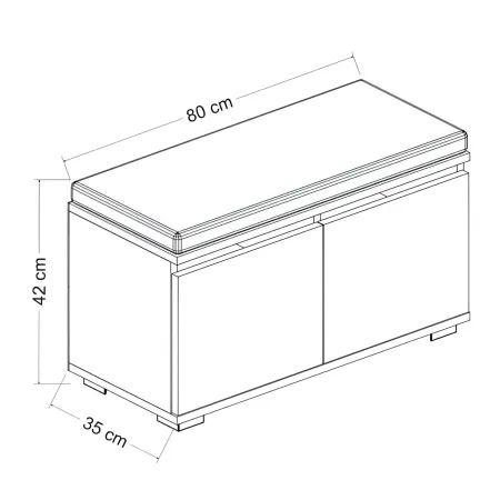 Scarpiera 2 Ante a Ribalta Pouf Contenitore Noce Nero 80x35x42 cm