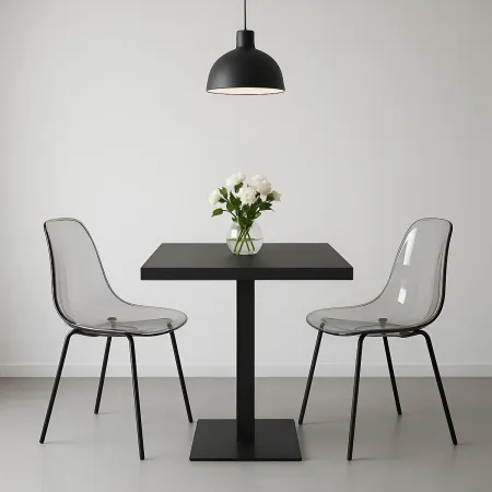 Tavolo da Pranzo Quadrato 80x80 cm Moderno Piano Antracite e Base Nera
