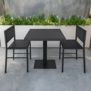 Tavolo da Pranzo Quadrato 80x80 cm Moderno Piano Antracite e Base Nera 2