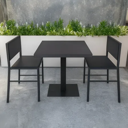 Tavolo da Pranzo Quadrato 80x80 cm Moderno Piano Antracite e Base Nera