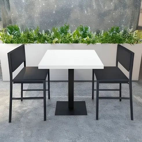 Tavolo da Pranzo Quadrato 80x80 cm Moderno Piano Bianco con Base Nera