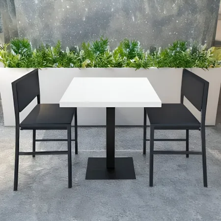 Tavolo da Pranzo Quadrato 80x80 cm Moderno Piano Bianco con Base Nera