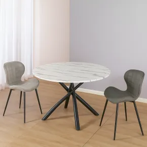 Tavolo Rotondo Marmo Opaco con Gambe Intrecciate Nere Diametro 120 2
