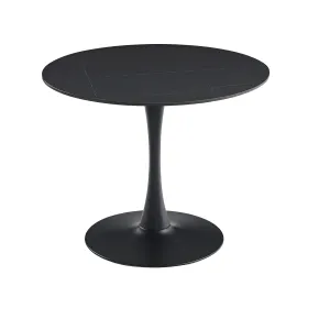 Tavolo Rotondo Nero Opaco e Oro Diametro di 120 cm per Sala da Pranzo
