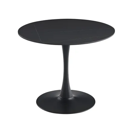 Tavolo Rotondo Nero Opaco e Oro Diametro di 120 cm per Sala da Pranzo