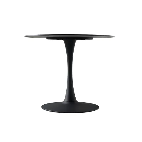 Tavolo Rotondo Nero Opaco e Oro Diametro di 120 cm per Sala da Pranzo