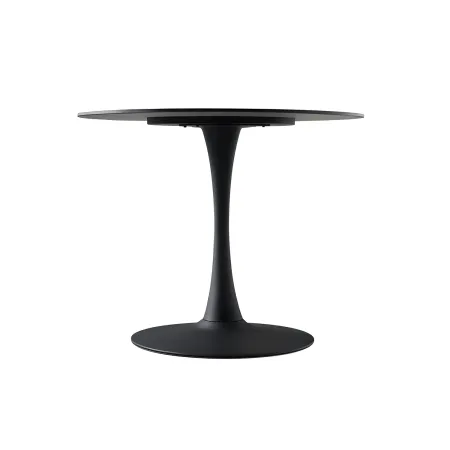 Tavolo Rotondo Nero Opaco e Oro Diametro di 120 cm per Sala da Pranzo