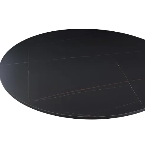 Tavolo Rotondo Nero Opaco e Oro Diametro di 120 cm per Sala da Pranzo