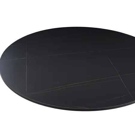 Tavolo Rotondo Nero Opaco e Oro Diametro di 120 cm per Sala da Pranzo