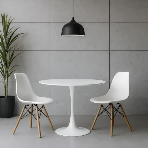 Tavolo Rotondo Bianco Opaco Diametro di 120 cm per Sala da Pranzo