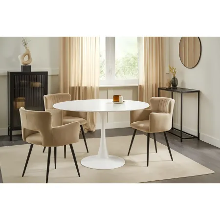 Tavolo Rotondo Bianco Opaco Diametro di 120 cm per Sala da Pranzo