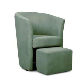 Poltrona Relax in Tessuto Verde Acqua con Pouf Estraibile Salvaspazio