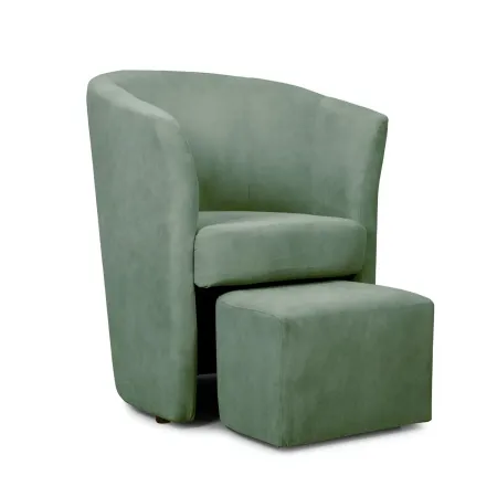 Poltrona Relax in Tessuto Verde Acqua con Pouf Estraibile Salvaspazio