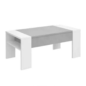 Tavolino da Caffè Piano Sollevabile 98x50x42 cm Grigio e Bianco Moderno