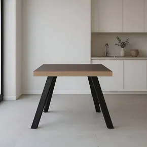 Tavolo Quadrato 80x80 cm da Pranzo Piano Legno Chiaro Struttura Nera 2