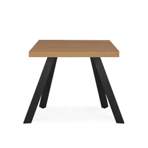 Tavolo Quadrato 80x80 cm da Pranzo Piano Legno Chiaro Struttura Nera