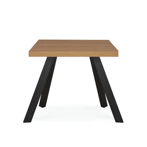 Tavolo Quadrato 80x80 cm da Pranzo Piano Legno Chiaro Struttura Nera