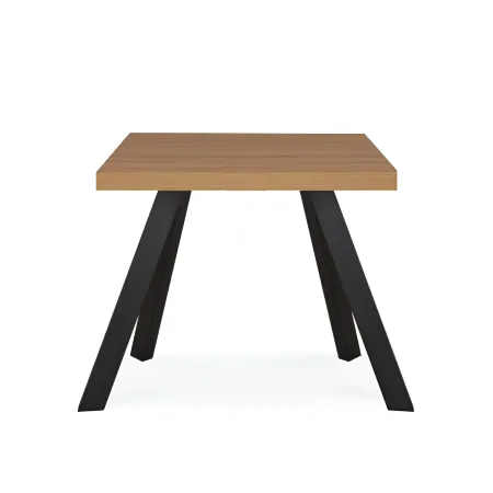 Tavolo Quadrato 80x80 cm da Pranzo Piano Legno Chiaro Struttura Nera