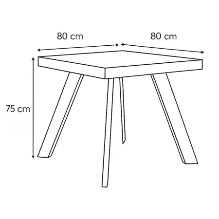 Tavolo Quadrato 80x80 cm da Pranzo Piano Rovere Struttura Nera