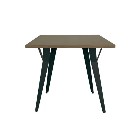 Tavolo da Pranzo Quadrato 80x80 cm Piano Rovere Gambe Nere