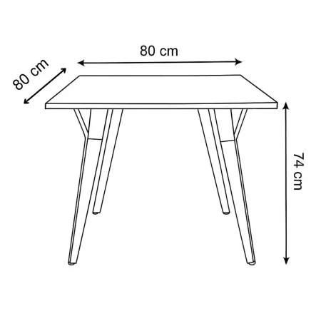 Tavolo da Pranzo Quadrato 80x80 cm Piano Rovere Gambe Nere