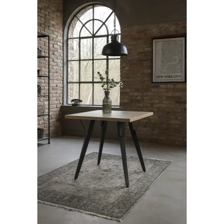 Tavolo da Pranzo Quadrato 80x80 cm Piano Rovere Gambe Nere