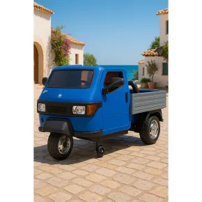 Ape Car Piaggio Elettrica per Bambini Blu con Ruote EVA e Telecomando 2