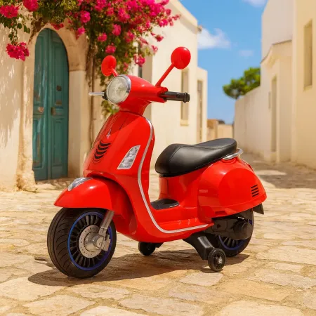 Scooter Elettrico per Bambini Happy Rosso Doppia Velocità e MP3