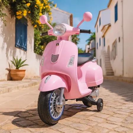 Scooter Elettrico per Bambini Happy Rosa Doppia Velocità e MP3
