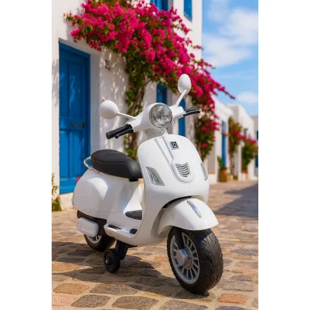 Scooter Elettrico per Bambini Happy Bianco Doppia Velocità e MP3