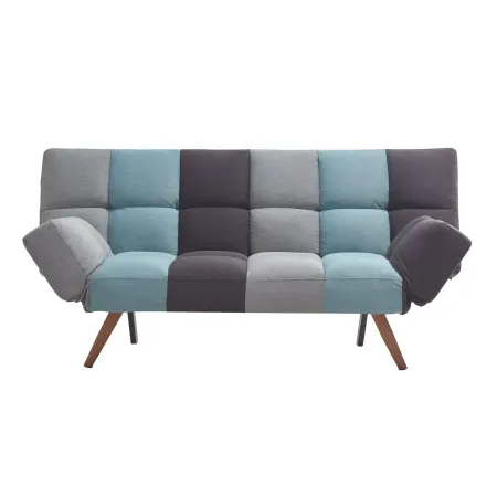 Divano Letto in Tessuto Patchwork 3 Posti con Braccioli Pieghevoli