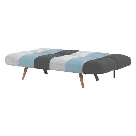 Divano Letto in Tessuto Patchwork 3 Posti con Braccioli Pieghevoli
