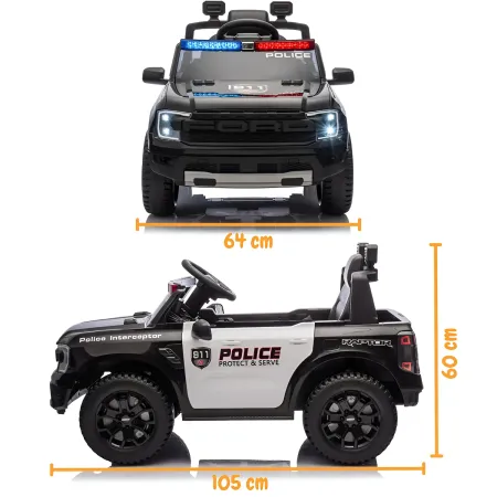 Macchina Elettrica Bambini Ford Raptor Polizia 10.8V LED e Telecomando