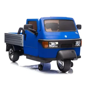 Ape Car Piaggio Elettrica per Bambini Blu con Ruote EVA e Telecomando