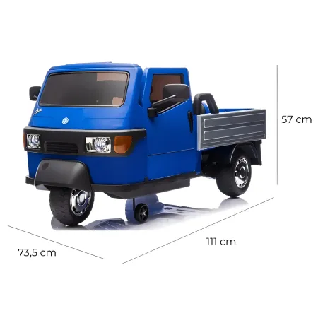 Ape Car Piaggio Elettrica per Bambini Blu con Ruote EVA e Telecomando