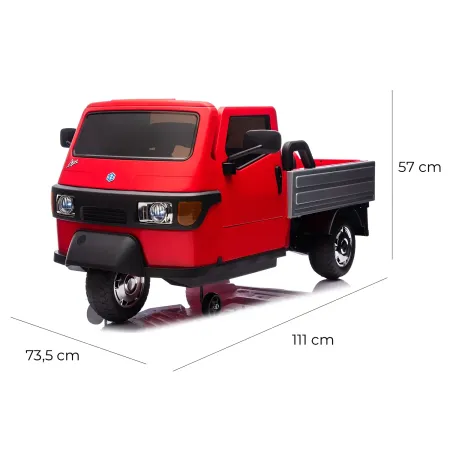 Ape Car Piaggio Elettrica per Bambini Rosso con Ruote EVA e Telecomando