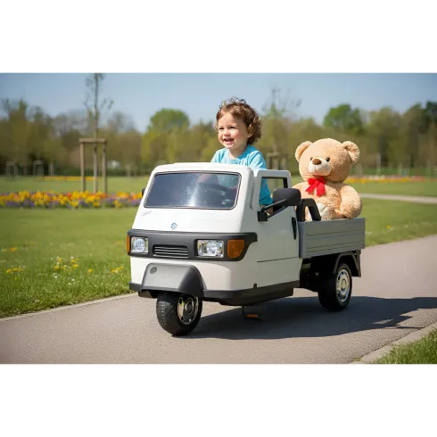 Ape Car Piaggio Elettrica per Bambini Beige con Ruote EVA e Telecomando