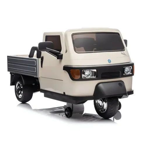 Ape Car Piaggio Elettrica per Bambini Beige con Ruote EVA e Telecomando