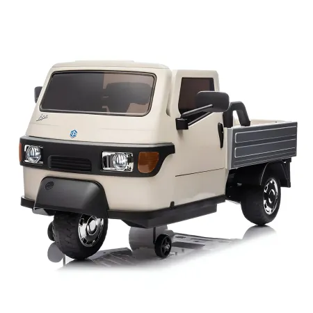 Ape Car Piaggio Elettrica per Bambini Beige con Ruote EVA e Telecomando