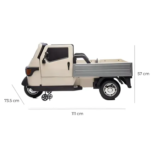 Ape Car Piaggio Elettrica per Bambini Beige con Ruote EVA e Telecomando