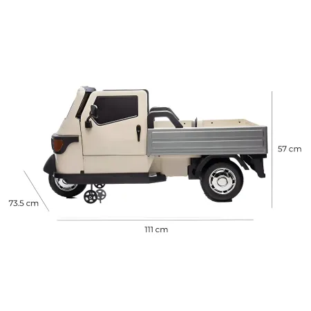 Ape Car Piaggio Elettrica per Bambini Beige con Ruote EVA e Telecomando