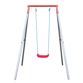 Altalena per Bambini 1 Posto da Esterno 168x163x200 cm Rosso Blu Acciaio
