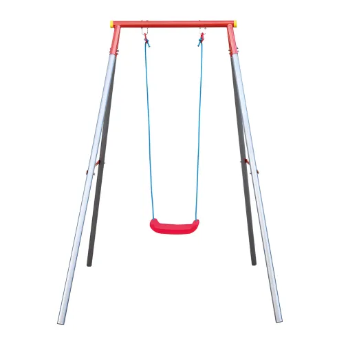 Altalena per Bambini 1 Posto da Esterno 168x163x200 cm Rosso Blu Acciaio