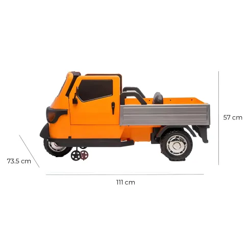 Ape Car Piaggio Elettrica per Bambini Arancione Ruote EVA e Telecomando