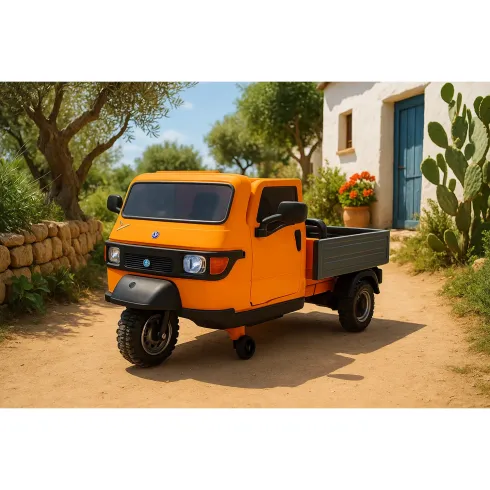 Ape Car Piaggio Elettrica per Bambini Arancione Ruote EVA e Telecomando