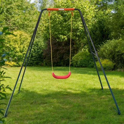 Altalena per Bambini in Acciaio Singola per Giardino 168x163x200 cm