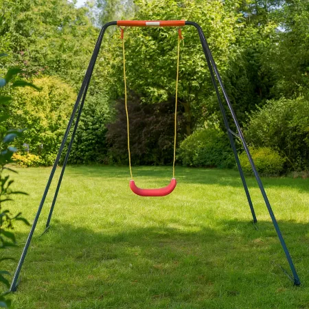 Altalena per Bambini in Acciaio Singola per Giardino 168x163x200 cm