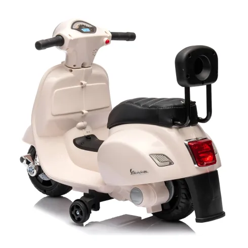 Vespa Elettrica per Bambini Mini GTS 7,2V Bianco Poggiatesta e Clacson