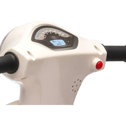 Vespa Elettrica per Bambini Mini GTS 7,2V Bianco Poggiatesta e Clacson